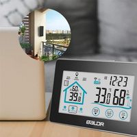 Wireless Outdoor Indoor Temperature Humidity Meter Gauge Weather Station, Digital Hygrometer Thermometer Barmeter Clock Wall Home 279d