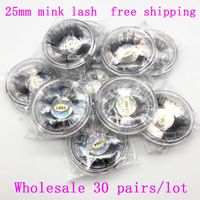False Eyelashes Lashes Wholesale 10 Pairs 25mm Mink Dramatic...