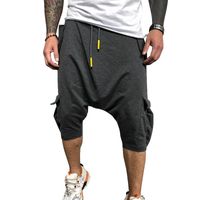 Calça masculina masculino masculino folgado calça casual calça quadril calças de cordas de tração Cross-joggers pantalones Hombre bolsos