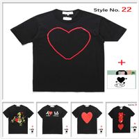 Männer T-Shirt Frauen T-Shirts hochwertige Tee japanische Baumwolle kurzärmelig gesticktes rotes Herz Big Love Print Smiley Face Paar Bottoming Q-0021