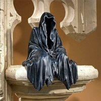 Статуя черного мрачного жнеца захватывающая черная халата ночная смола настольные настольные украшения ужасные украшения призраки 220628