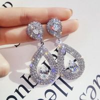 Dangle & Chandelier Silver Color Crystal Big Teardrop Earrings For Women Rhinestone Earings 2022 Tread Bridal Party Wedding JewelryDangle
