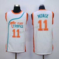 Flint Tropics Ed Monix Basketball Jersey #11 Stitched Green/White, Green / M