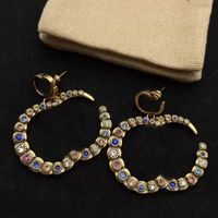 Fashion Stud Earring Color Diamond Brass Material Personality Hoops Earrings G Women Wedding Party Designer Jewelry High Quality