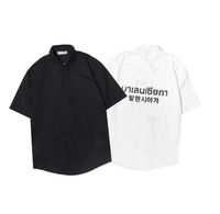 Summer Mens Casual Shirts Ropa para mujer Cuello cuadrado Algodón blanco Negro Negro Cleas de negocios Tamaño M-XXL