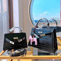 Outlet Bags Herme Crocodile kely bag new European and American fashion women's advanced sense foreign style hand Single Shoulder Messenger wm