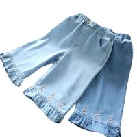 Girls Shorts Children Pants Summer Kids Clothes Baby Clothing Jeans Cartoon Embroidery Lace Children'S E1769
