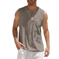 Camas de tanques para hombres camisas para hombres Compresión Primavera y verano Sports Sports Sports Top Cotton Linen Chaleco de manga larga Whitemen