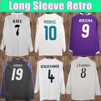 01 07 Zidane Seedorf Raul R. Carlos Mens Retro Home Away Soccer Jerseys 2011-2018 Raul Kaka 'Sergio Ramos Long Sleeve Football Shirt