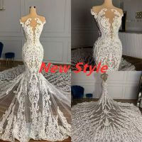 Arabia Lace Mermaid Wedding Dresses Plus Size Illusion Beaded Vintage Wedding Gowns Custom Made Sexy vestidos de novia