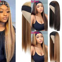 Synthetic Headband Wig Highlight P27 33 Mixed Ombre Honey Blonde Straight s Daily Party Cosplay Heat Resistant Fiber 220622