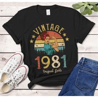 Vintage 1981 Original Parts T-Shirt 40 Years Old 40th Birthday Gift Idea Women Girls Mom Wife Daughter Funny Retro Tee Shirt 220519