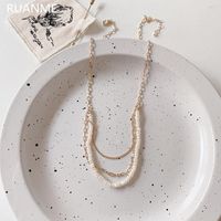 Chaînes ruanme contractée mode Natural Natural Ewater Pearl Collier Femmes Double Clicule