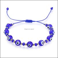 Braccialetti a catena di collegamento gioielli fatti a mano colorato blu e occhio blu link guscio di cristalli di corda fortunata per donne che cadono consegna 2021 cmfwz