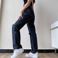 Pantalones de mujer jeans capris femeninos de gran tamaño jean jean mujeres de cintura alta mamá rompió 2022