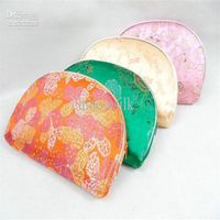 50set Light Portable Silk <strong>brocade</strong> Bag 5 size Set Zipper Coin Purse Travel Jewelry Makeup Tools Storage Bags Gift Packaging Pouch P2570