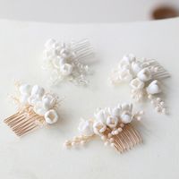 Hair Clips & Barrettes Gold Silver Combs Pins Porcelain Flower Hairpins For Brides Women Party Headpieces Bridal Jewelry Wedding Accessories