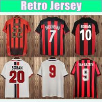 91 92 Van Basten Mens Retro Soccer Jerseys 03 07 Vierchowod Kaka 'Rui Costa Inzaghi Gattuso Nesta Maldini Pirlo Home Away Football Shirt