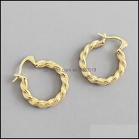 Hoop Hie Earrings Jewelry 100% 925 Sterling Sier Thick Twisted Annus For Women Orecchini Boucle Doreille Femme Yme442 Drop Delivery 2021 D