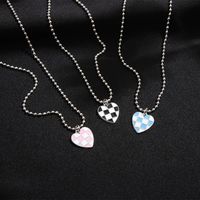 Pendant Necklaces Candy Color Heart Plaid Necklace For Women Egirl Metal Vintage Punk Hiphop 2022 Trend Charm 90s Aesthetic Emo JewelryPenda