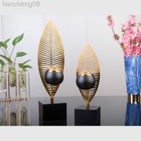 Retro Yaprak Demir Mum Tutucu Şamdan Metal Bitki Yaprakları Tablo Merkezi Ev Dekorasyonu L220812