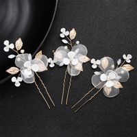 Hair Clips & Barrettes Gold Bridal Pins For Bride Wedding Pearl Leaf Accessories Women And Girls