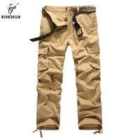 Whole-WEONEDREAM 2016 Men Cargo Long Pants Army Khaki Black Multi Pockets Casual Easy Wash Male Spring Autumn Pants Plus Size 226j