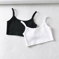 Women's Tanks & Camis BRADELY MICHELLE 2022 Summer Arrival Solid Color Sexy Crop Tank Top Causal Coll Daily Wear Basic Black White