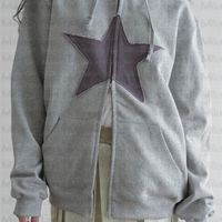 Patch Designs Lucky Stars Reißverschluss Hoodie Frauen Harajuku Vintage Highstreet Sweatshirt Männer losen Strickjacken Retro Langarm Kleidung 220721