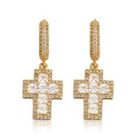 Fashion Gold Silver Colors Square Bling Diamond Zircon Cross Earrings Jewelry Accessories Hip Hop Jewelry for Men Women304P