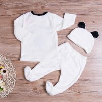 Piezas de ropa Piezas nacidas de manga larga Pantelante de oso de vellón y sombrero para bebé