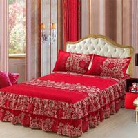 Yaapeet 3pcs litière imprimée Ensemble de lit doux jupe de lit de mariage complexe Twin Queen King size de lit de plaque de lit de couverture