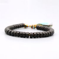 Tibetan Lucky Buddhist Black Coconut Shell Braided Bracelets OM Mani Padme Hum Meditation Mens Bracelet176l