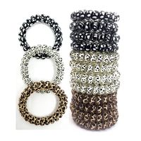 Women Girls Leopard Print Coil Hair Ties Telephone Wire Cord...