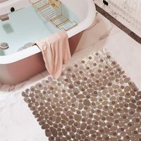 Bathroom Floor Mat Pebble Design Non- slip Square Carpet Bath...