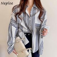 Camisas de blusas para mujeres NEPLOE French Temperament Blusa 2022 Autumn Retro Lapel Stripe Diseño BLUSIÓN SOLO PERRADO SOLETIL