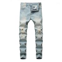 Mens Fashion Washing Jeans Casual Denim Pants Distressed Slim Stretch Cowboy Biker Hip Hop Street Male Jeans259q