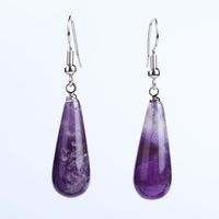 Dangle & Chandelier Summer Women Jewelry Natural Reiki Chakra Stone Tear Pendant Water Drop Earring White Purple Crystal Dangler Gift
