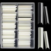 200PCS Box C Curved Straight Fake Nails Manicure Natrual Clear Art Artificial Tips Acrylic Tools Press On Salon Supply False273g