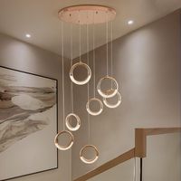 Anhängerlampen Luxus -LED Kronleuchter Goldtreppe Lange Lampe Nordeuropa Design moderne Duplex Villa Loft verstellbares Hängenlicht
