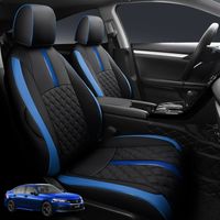 Moda Özel Yapılmış Araba Koltuğu Kapağı Honda Select Civic 11th Nesil için (Arka Sıra W / 40/60 Bölünmüş) - Su geçirmez Deri Siyah / Mavi
