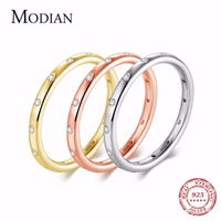 Wedding Rings Instagram Style Solid 925 Sterling Silver Simple Fashion Female Engagement Finger Ring Jewelry Stackable Classic For261w