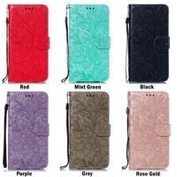Casos de telefone da carteira para iPhone 13 12 11 Pro Max XR XS x 7 8 Samsung Galaxy S21 S20 Note20 Ultra Noto10 S10 Plus Lace Flower Pattern211D