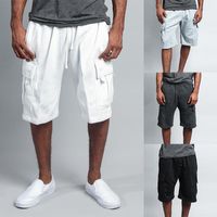 Pantalones cortos para hombres bolsillo de carga para hombres deportes de moda casual pantalones de sudor pantalones sólidos de color macho