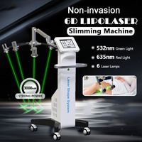 Máquina de adelgazamiento de lipolasador 6D sin invasión Desmontaje de grasa Formación del cuerpo Equipo de apriete de la piel 635 nm 532 nm Dispositivo de terapia de luz