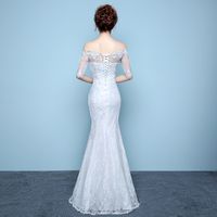 Vestido de novia de cola de pescado de cintura 2022 NUEVA novia Incluso un temperamento de hombro pequeño delgado simple simple