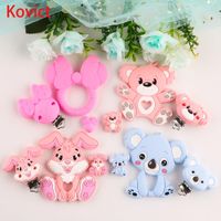 Silicone Beads Teether Clips Animals Diy Pacifier Chain Food Grade Baby Teething Jewelry Pendant Rodent Molar Toys