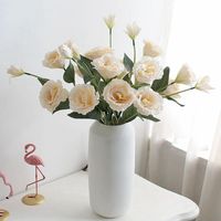 Fleurs décoratives couronnes européennes 4 têtes po accessoires el jardin table de table de table diy faux bouquet floral fleur artificielle eustoma