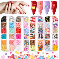 12 Grids Love Hearts Lipstick Polymer Soft Clay Slices Nail ...