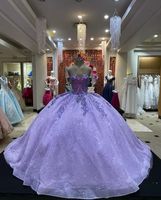 Shinny Lilac Quinceanera Kleider Pailletten Applique Schatz süße 16 mexikanische Mädchen Promkleider 2022 Vestidos de 15 Anos
